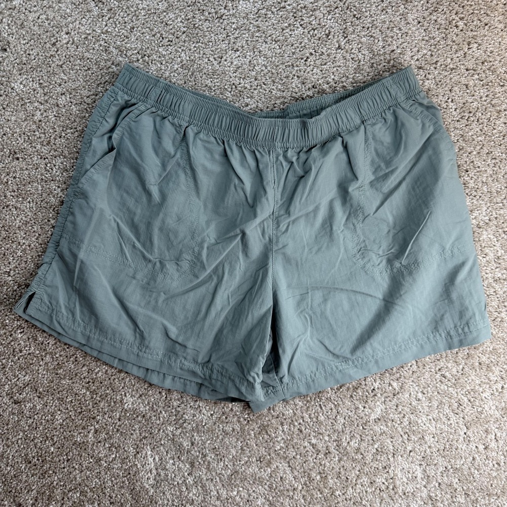 Columbia Swim Shorts Mens Large Green Mesh Lined Elastic Waist Trunks Beach